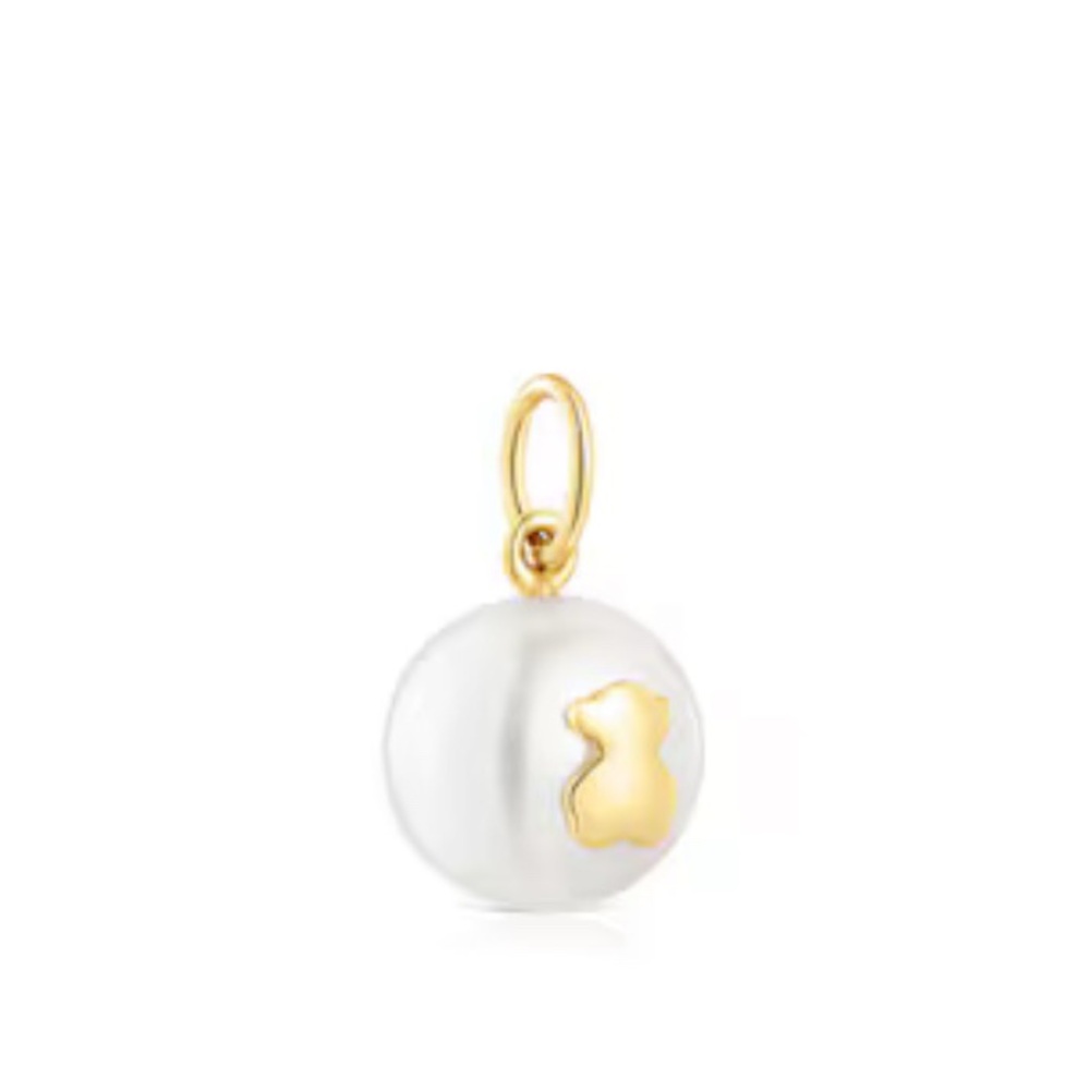 TOUS SMALL GOLD PENDANT WITH CULTURED PEARL AND BEAR MOTIF SWEET DOLLS